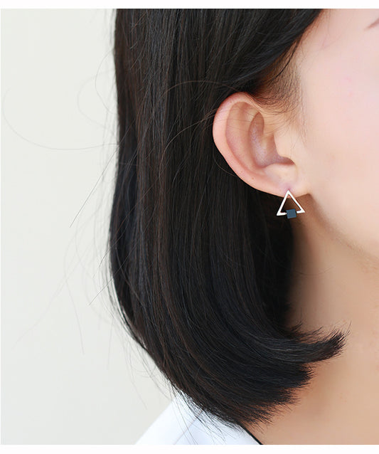 Aros Triangulares Geométricos en Plata S925 Negro - Image 2