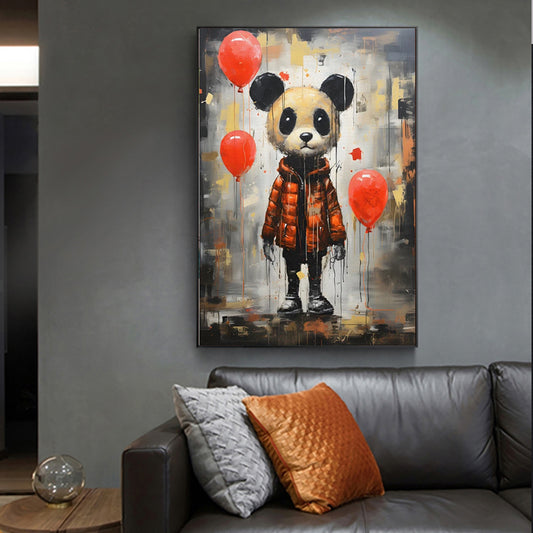 Cuadro Panda Graffiti Arte Óleo Pintado a Mano para Habitación Infantil - Image 2