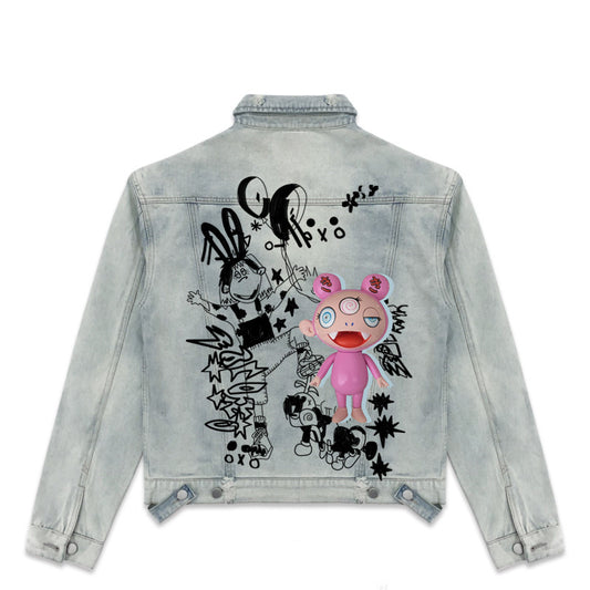 Muñeca con Chaqueta Vaquera de Solapa Pintada a Mano - Image 2