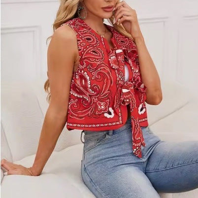 Chaleco Casual de Algodón con Estampado Tie-dye y Cuello Redondo para Mujer - Image 2