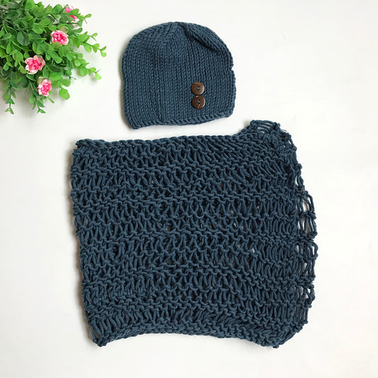 Conjunto Fotográfico Bebé Gorro Azul Marino - Image 2