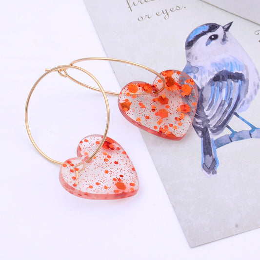 Aretes de Corazón con Lentejuelas Acrílicas Minimalistas - Image 2