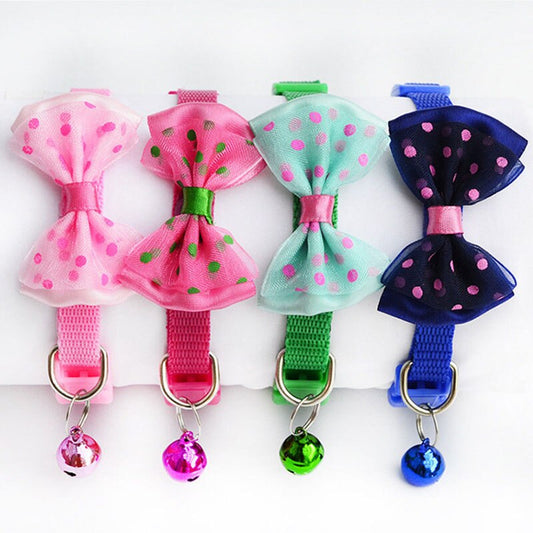 Collar Ajustable para Gato con Moño y Campana de Nylon - Image 2