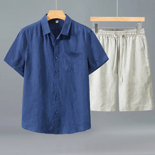 Camisa de Lino Manga Corta para Hombre - Traje Ejecutivo - Image 2