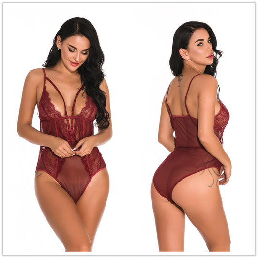 Lencería Sensual de Encaje Transparente - Diseño Moderno de Una Pieza - Image 2