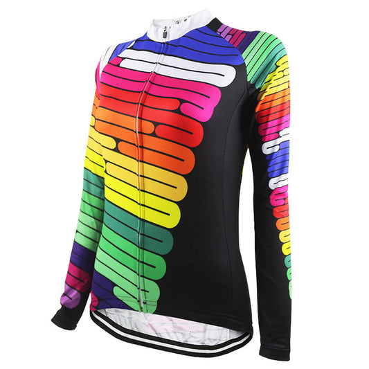 Maillot Ciclismo Mujer Manga Larga Rayas Coloridas - Image 2