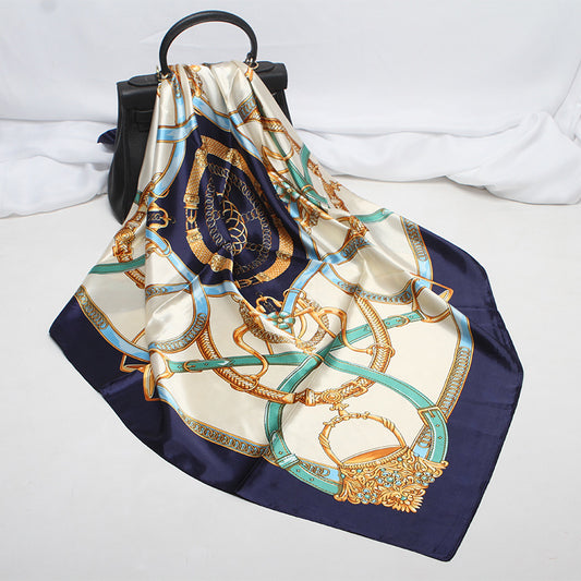Pañuelo de Seda Estampado Cuadrado - Cinturón Clásico para Mujer - Image 2