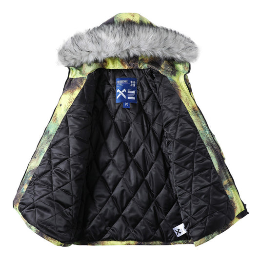Abrigo de Invierno Hombre Talla Grande Tie-Dye Algodón con Cuello de Piel - Image 2
