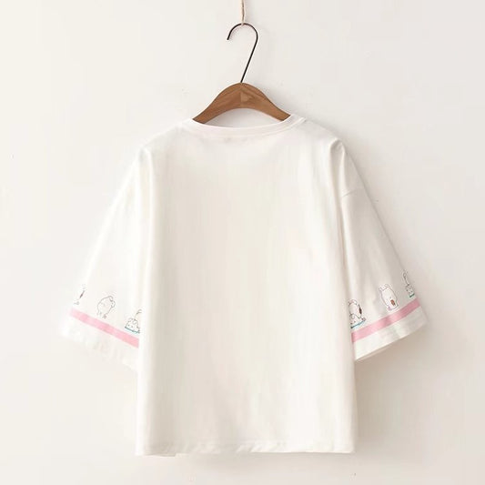 Camiseta Rayada Holgada de Manga Corta Multiuso - Image 2