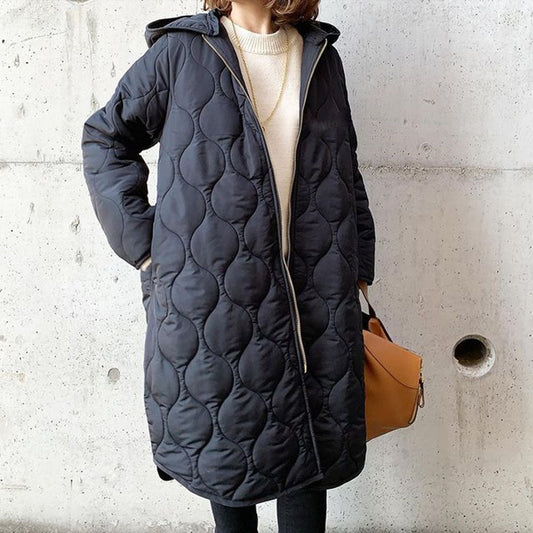 Abrigo Acolchado Mujer Invierno con Diseño Rombo y Capucha - Image 2