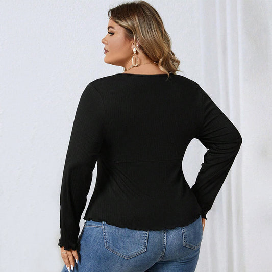 Blusa de Punto Escote V Casual con Cintura Definida - Image 2