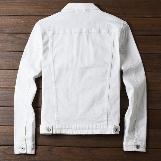 Chaqueta Vaquera Hombre Blanca Ajustada Estilo Coreano - Image 2