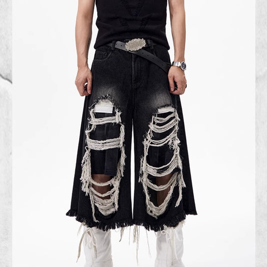 Pantalón Cropped Roto con Parches Estilo Vintage - Image 2