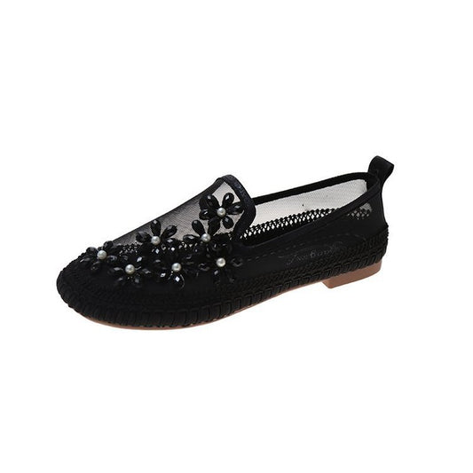 Zapato Casual Mujer Plano Malla Strass Punta Redonda - Image 2