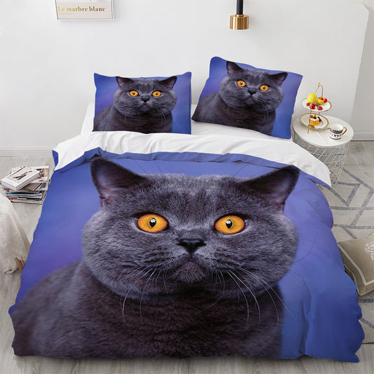 Juego de Cama Blanco con Diseño de Gato Adorable para Dormitorio de Chicas - Image 2