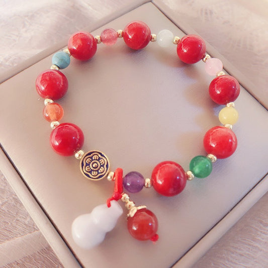 Pulsera de Jade Vintage Estilo Tibetano Étnico con Calabaza y Calcedonia - Image 2