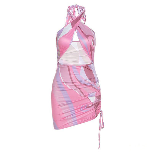 Vestido con Bolsa Cruzada de Cuello Halter y Cordón Ajustable - Image 2