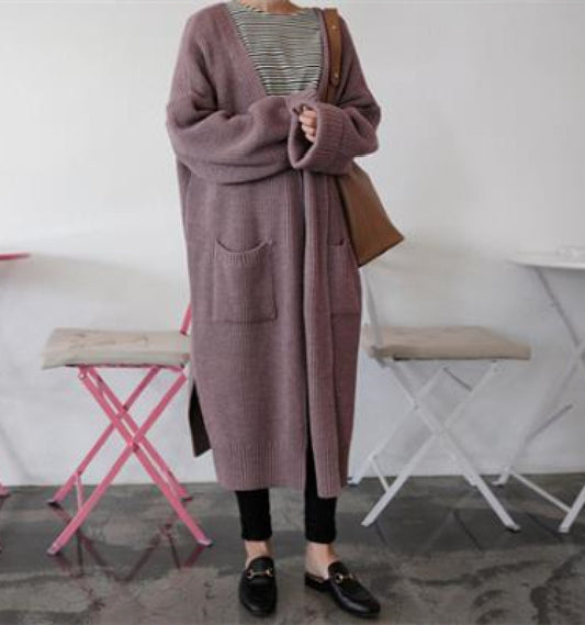 Suéter Cardigan Mujer Tejido Suelto Manga Larga Textura Crepé Color Liso - Image 2