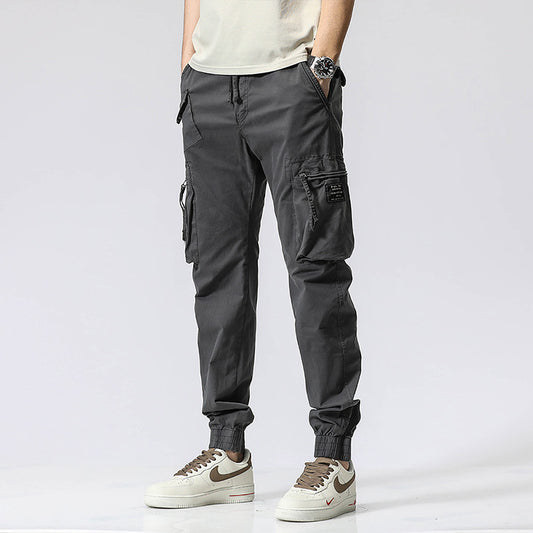 Pantalones de Trabajo Casual Cintura Elástica Hombre Algodón Puro Bolsillos Múltiples - Image 2