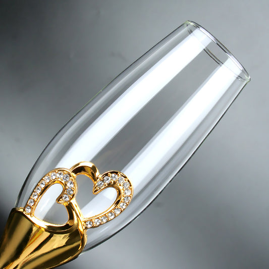 Juego de Copas para Champagne y Vinos Espumantes Doradas de Cristal - Image 2