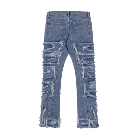 Jeans Azul Rotos con Parches y Detalles Desgarrados - Image 2