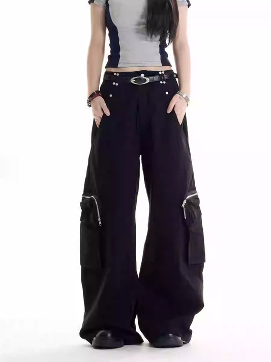 Pantalones Cargo Retro Americano Estilo Hot Girl con Múltiples Bolsillos - Image 2