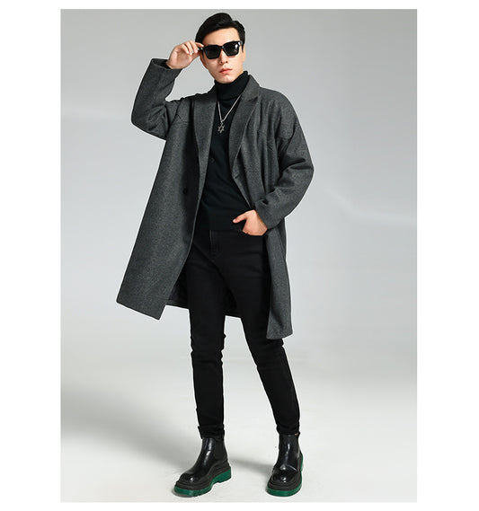 Abrigo de Lana Holgado Doble Botonadura Largo Casual para Hombre - Image 2