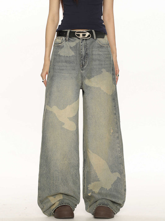 Jeans Personalizados con Estampado de Palomas - Diseño Chic y Moderno - Image 2