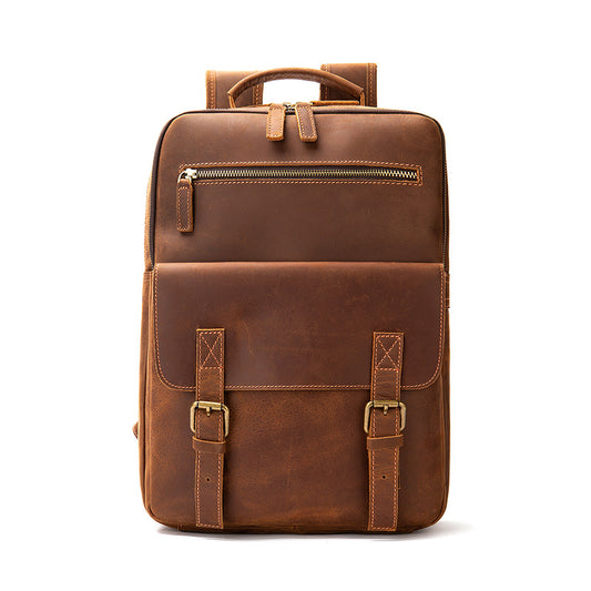 Mochila Retro de Cuero Crazy Horse Gran Capacidad para Hombre - Image 2