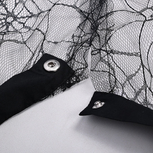 Cuello Falso de Encaje Mesh Negro para Niñas - Image 2