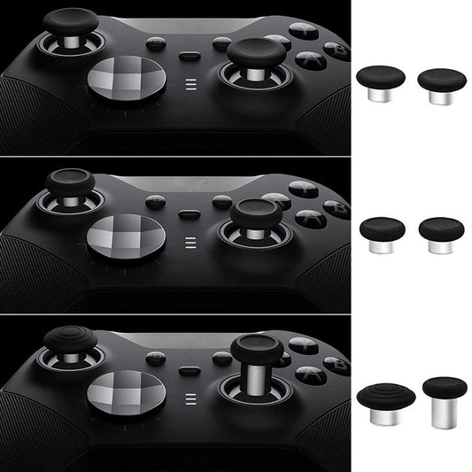 Xbox One Elite Series 2 controller accessory kit with black joysticks, silver D-pads, paddles, screwdrivers, and a storage bag. - Image 2