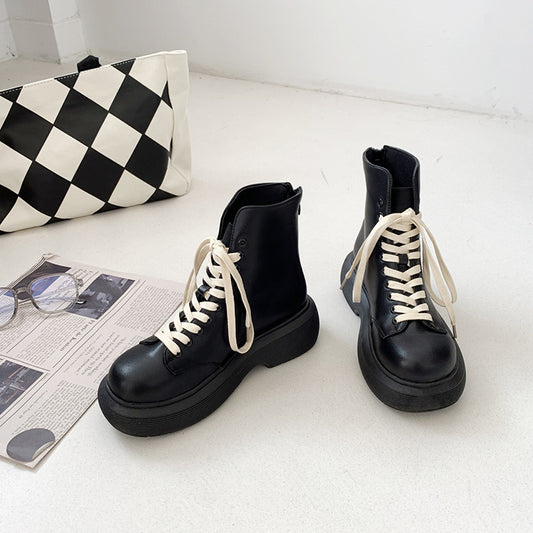 Botas Cortas para Mujer con Suela Gruesa y Cordones - Image 2