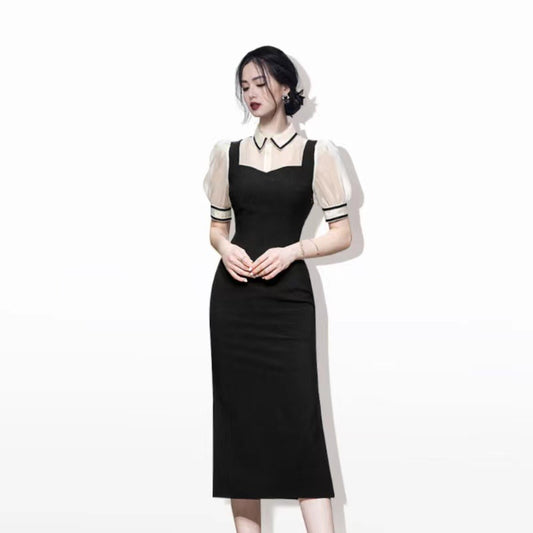 Vestido Midi con Panel de Cuello Entallado - Image 2