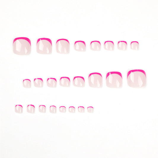 Uñas Postizas Removibles Rojo Rosa Francés Elegante - Image 2