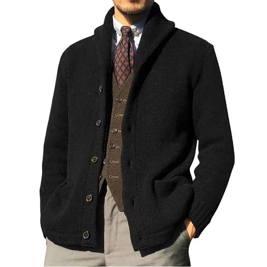 Cardigan de Cuello Chal Tejido Cable con Bolsillos y Botones - Image 2