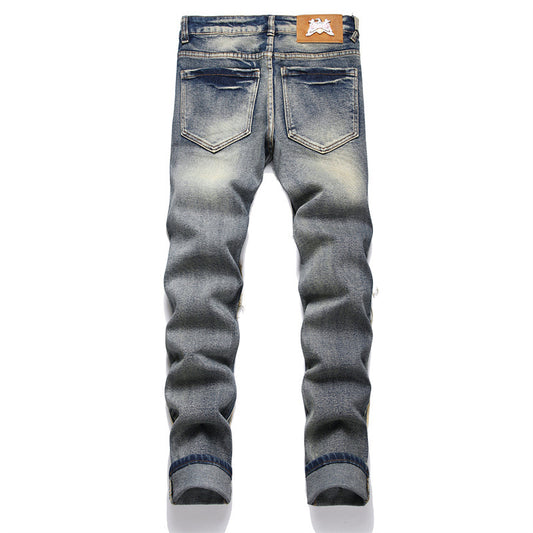 Jeans Slim Fit Azul Retro con Parches para Hombre - Image 2