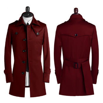 Abrigo Trench Coreano Slim Entallado de Largo Medio para Hombre - Image 2