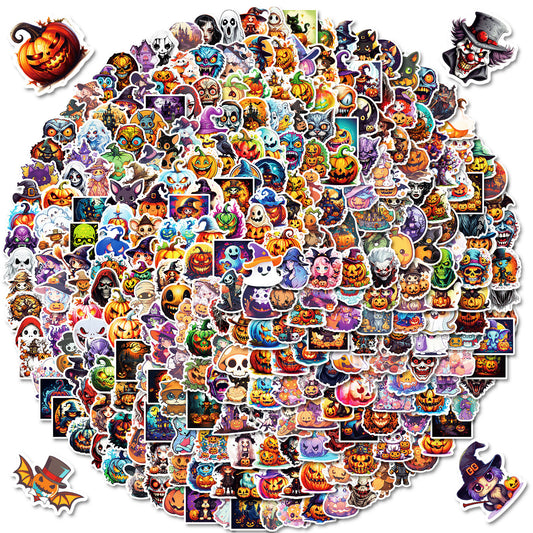 A large collection of colorful Halloween graffiti stickers featuring pumpkins, witches, ghosts, and other spooky characters. - Image 2