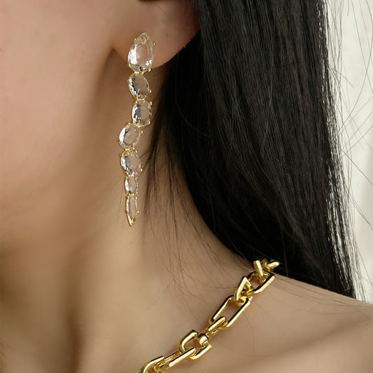 Aretes Largos de Diamantes con Gotas de Agua - Estilo Europeo y Americano - Image 2