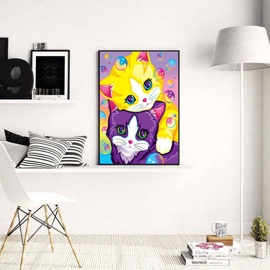 Pintura de Diamantes Gato Cartoon - Bordado Punto de Cruz - Image 2