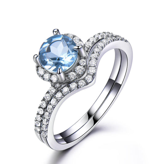 Anillo de Topacio Azul Cielo Lujo para Mujer - Image 2