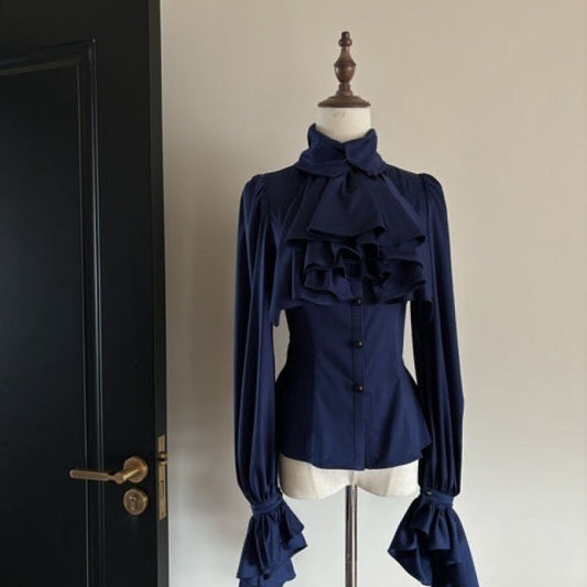 Blusa Gótica Retro de Manga Larga con Volantes - Image 2