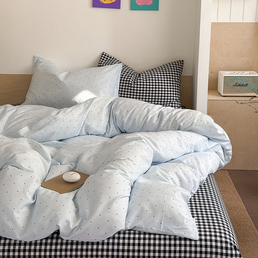 Juego de Cama 4 Piezas Algodón Lavado Contraste de Colores Estilo Nórdico Minimalista - Image 2