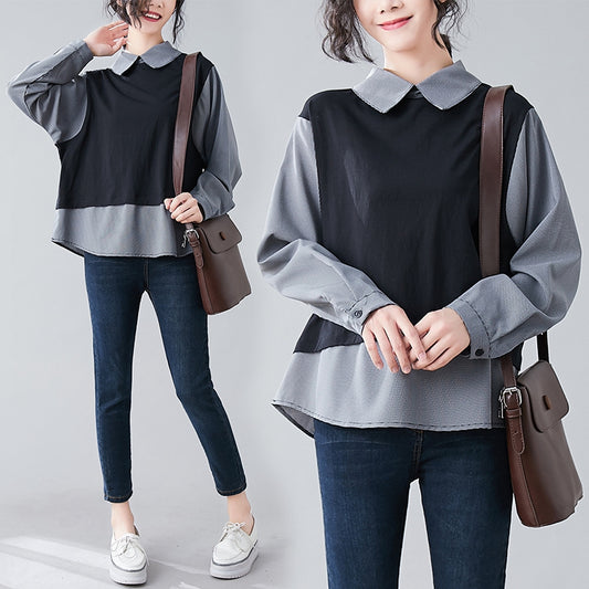 Blusa Cuadrille Tallas Grandes Suelta y Fresca con Doble Capa - Image 2