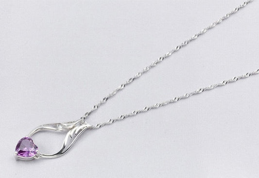 Collar Colgante de Alas de Ángel con Corazón de Cristal Melocotón - Image 2