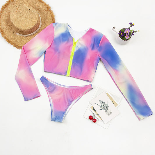 Bikini Deportivo Tie Dye de Talle Alto y Top Corto - Conjunto de Dos Piezas - Image 2