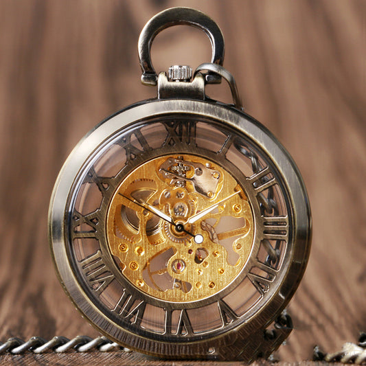 Reloj de Bolsillo Mecánico con Diseño Hueco Estilo Romano - Image 2