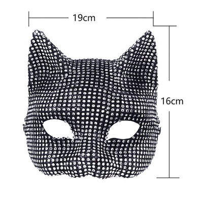 Traje de Gata Sexy con Máscara y Guantes de Diamantes para Halloween