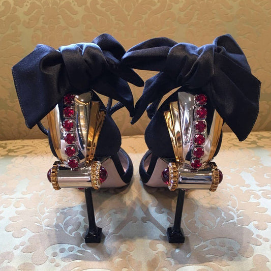 Sandalias de Tacón Alto Stiletto con Moño de Cristales para Mujer - Image 2