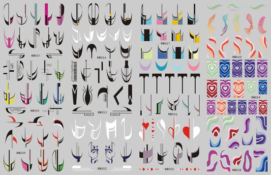 Stickers de Uñas con Diseño de Líneas Abstractas y Cintas Acuarela - Image 2